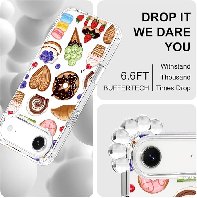 MOSNOVO for iPhone Air Case, Shockproof Military-Grade Protection 6.6ft Drop Tested, Camera Control, Clear Phone Case for iPhone 17 Air, Sweet Treats Design