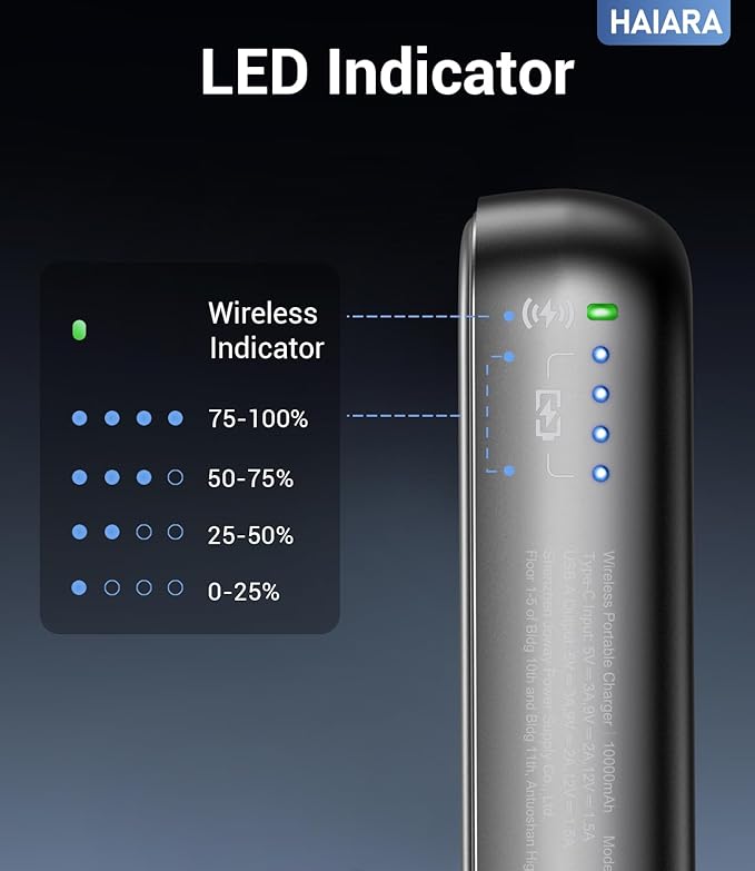Portable Charger for Magsafe Power Bank - 10000mAh Magnetic Phone Charger, USB-C 22W PD Fast Charging, Slim Wireless Battery Pack for iPhone 17/16/15/14/13 Series,for Travel Cruise Essentials-Smoke