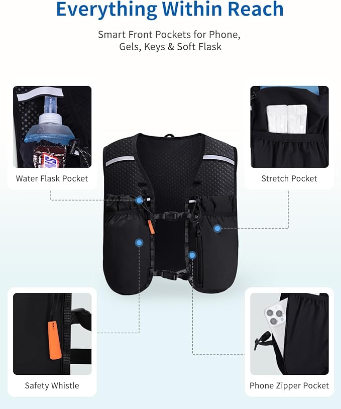 ECOHUB Running Hydration Vest Backpack, Lightweight Hydration Pack Bag Daypack for Hiking Cycling Marathon Backpack Vest for Women Men (No Bladder Included)