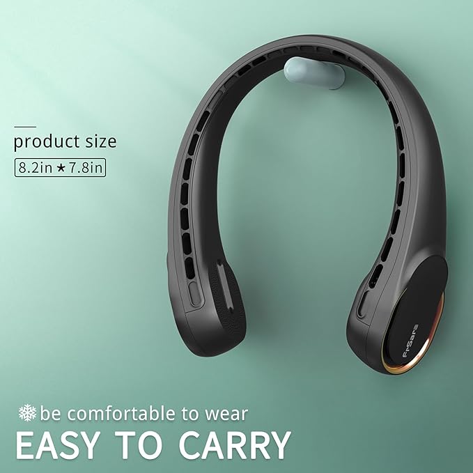 FrSara Neck Fan, Bladeless Neck Fan,Upgraded 4000mAh,Long Endurance,Upgraded air volume,Easier to Use,360° Cooling,No Hair Twisting,Non-Slip Material,Rechargeable,3-Speed