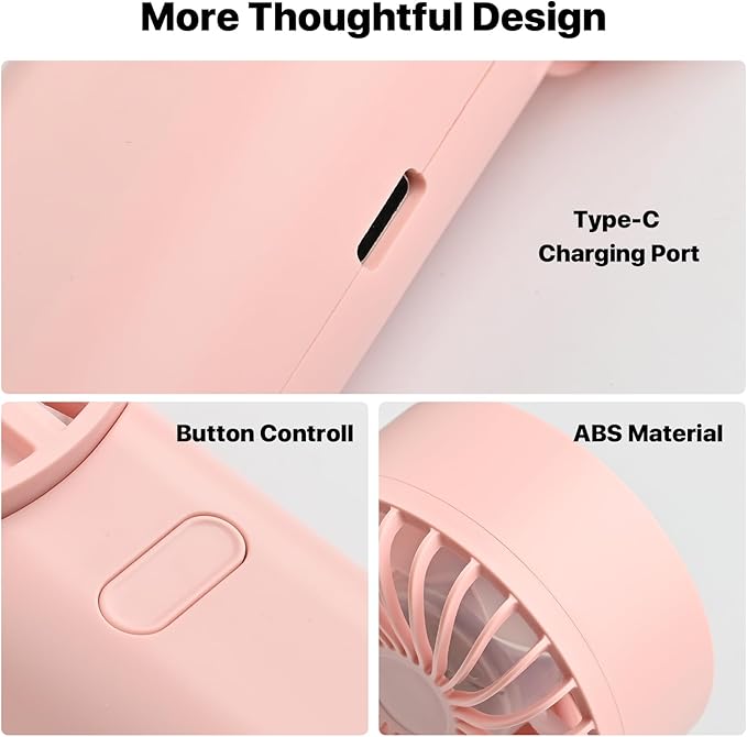 Foldable Handheld Fan, 5-Speed, High-Speed Motor, LED Display, 10 Hours long-lasting,3-IN-1 Portable Fan for Outdoor Activities, Travel, Beach