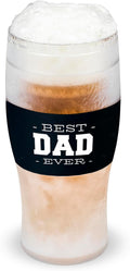 Host Freeze Best Dad Ever Insulated Glass Tumbler for Cold Drinks, Freezable Gifts for Dad, Double Wall Insulated Beer Glass for Chilled Lager, IPA, Ale & Iced Coffee, 16 oz, Set of 1
