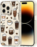 MOSNOVO Case for iPhone 14 Pro Max, [Buffertech 6.6ft Military-Grade Drop Protection] [Anti Peel Off Tech] Clear TPU Bumper Phone Case Cover Design - Coffee