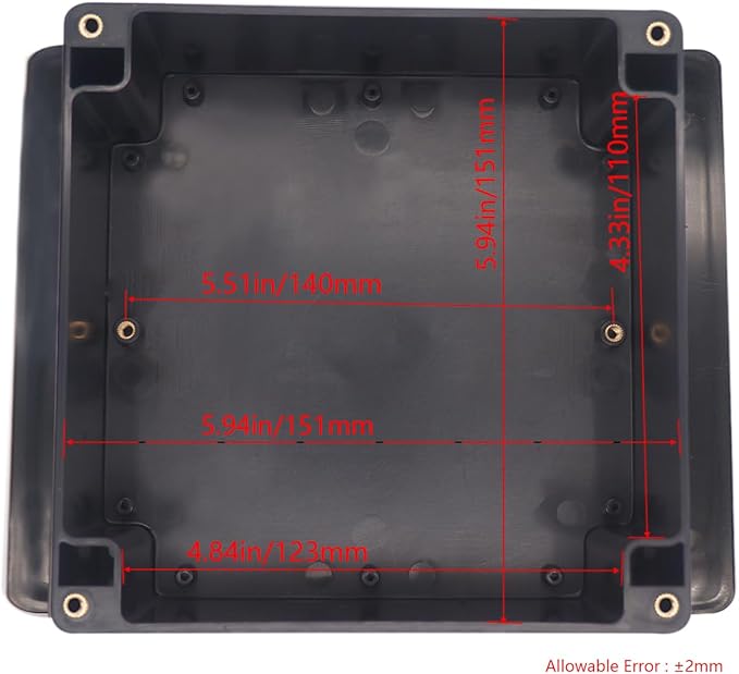 Project Box ABS Black Electrical Boxes IP65 Outdoor Waterproof Box Electronic Junction Box Fixed Ear Power Enclosure with Cable Glands for DIY Project 6.3 x 6.3 x 3.54 inch (160x160x90mm)