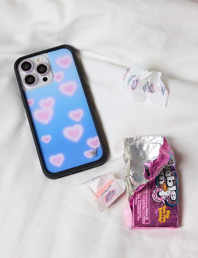 Wildflower Cases - Compatible with iPhone 13 Pro| Protective Black Bumper, 6.5ft Drop Test Certified, Women Owned Small Business | Blue Pink Aesthetic Dainty Cute Trendy | Dreamy Hearts