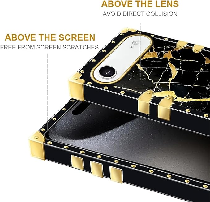 for iPhone 17 Air Case Luxury Golden Decoration for Girl Women Soft TPU Shockproof Protective Hard PC Back for iPhone 17 Air Crazy Pattern Black Gold Marble Nature