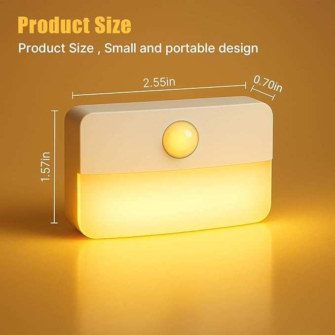 Guankai 3 Pack Motion Sensor Stair Light for Indoor, Battery Operated Closet Lights, Wireless Stick on Anywhere Hallway Lamp, Portable Led Night Lamps for Bedroom Under Cabinet Kitchen