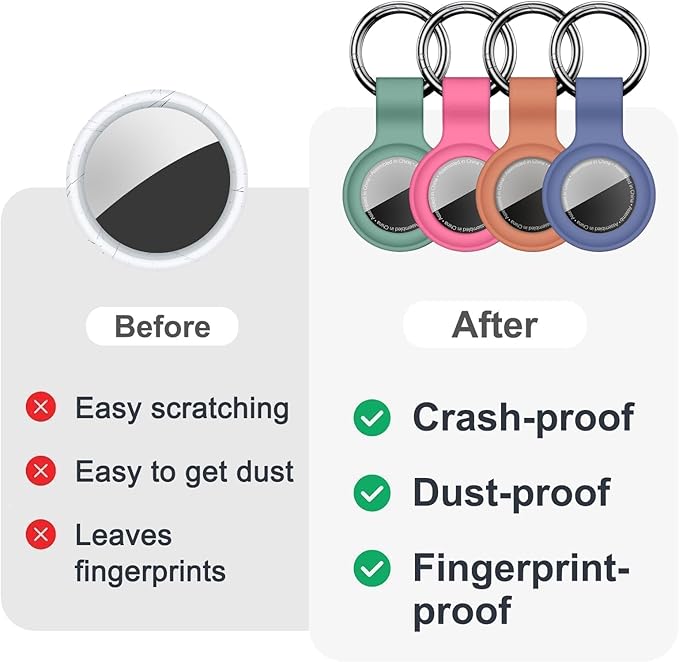 Linsaner Case for AirTag 2nd Gen (2026) & 1st Gen, Silicone Holder Keychain Key Ring, Protective Cover for Air Tags, GPS Finder Accessories for Bags, Pets, Kids, Luggage, Multicolor