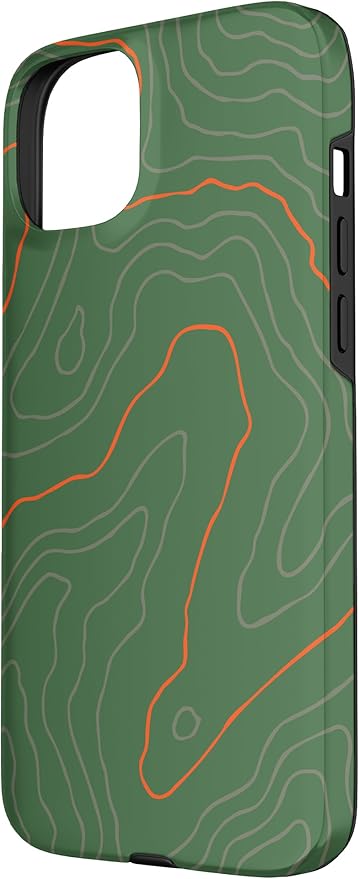Backcountry Topo Guide Orange Lines Topographical Map Case for iPhone 15 Plus