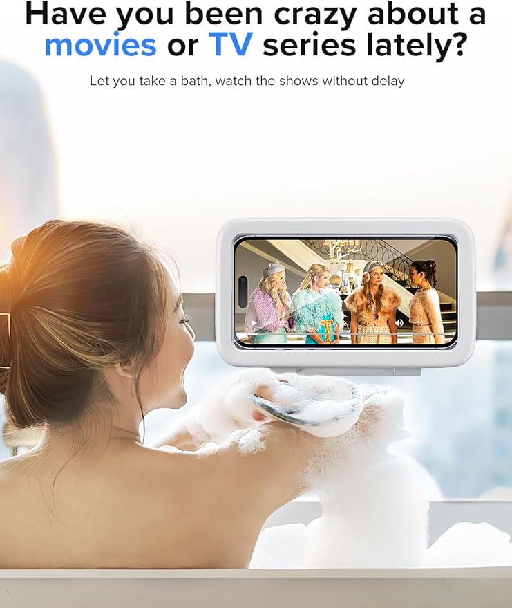 LC-dolida Shower Phone Holder Waterproof, 480° Rotatable Adjustable Bathroom Wall Phone Mount Stand, Anti-Fog High Sensitivity iPhone Case, Anti Fog Case Bathroom Accessories for 4-7'' Cellphones