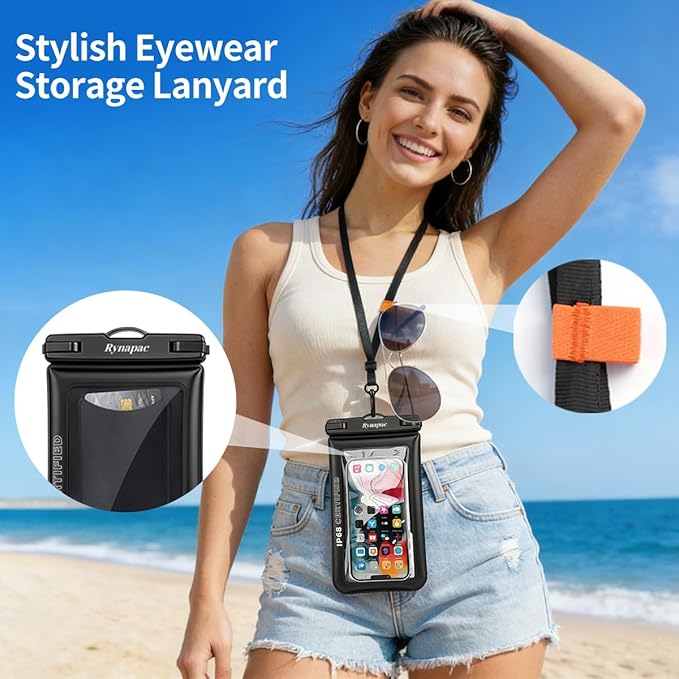 Waterproof Phone Pouch Floating 2 Pack, IP68 Waterproof Phone Case with Lanyard for iPhone 17 16 15 Pro Max, Galaxy S26 Ultra, Touch Screen, Cell Phone Dry Bag for Beach Cruise Essentials, Up to 8.5"