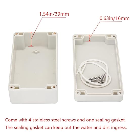 Project Box IP65 Waterproof Junction Box ABS Plastic Electrical Boxes DIY Electronic Project Case Power Enclosure White6.22x3.54x2.36 inch (158 x 90 x60 mm)