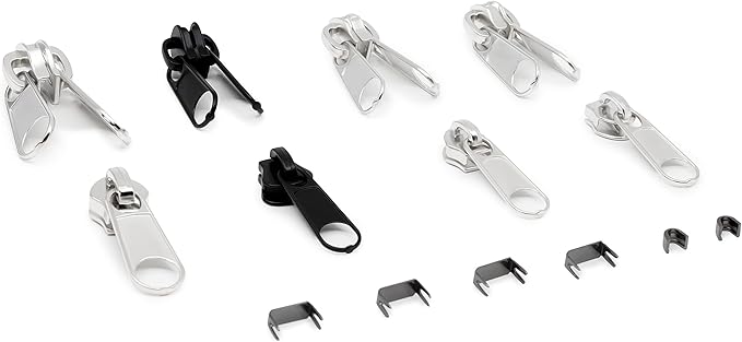 Dritz Outdoor Zipper Repair Kit, 14 Count of Assorted Sliders & Stops