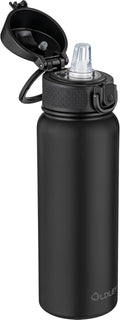 OLDLEY 20 Oz Insulated Stainless Steel Water Bottle For Kids, With Straws Leak-proof, Kids Water Bottles For School Boys Girls, Black