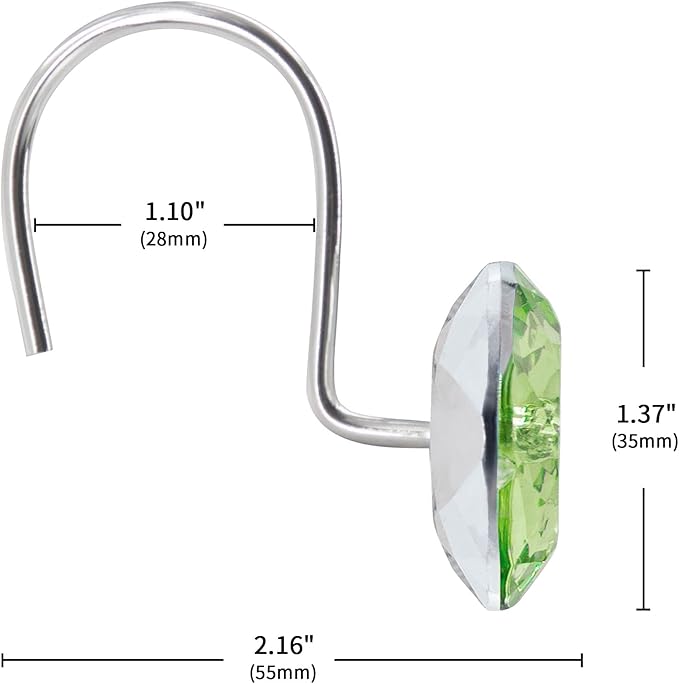 MitoVilla Sage Green Shower Curtain Hooks Rings, Metal Shower Hooks for Shower Curtain Liner, Sage Green Rust Proof Shower Rings for Curtain Accessories and Bathroom Shower Rod, 12 Pack Bathroom Set
