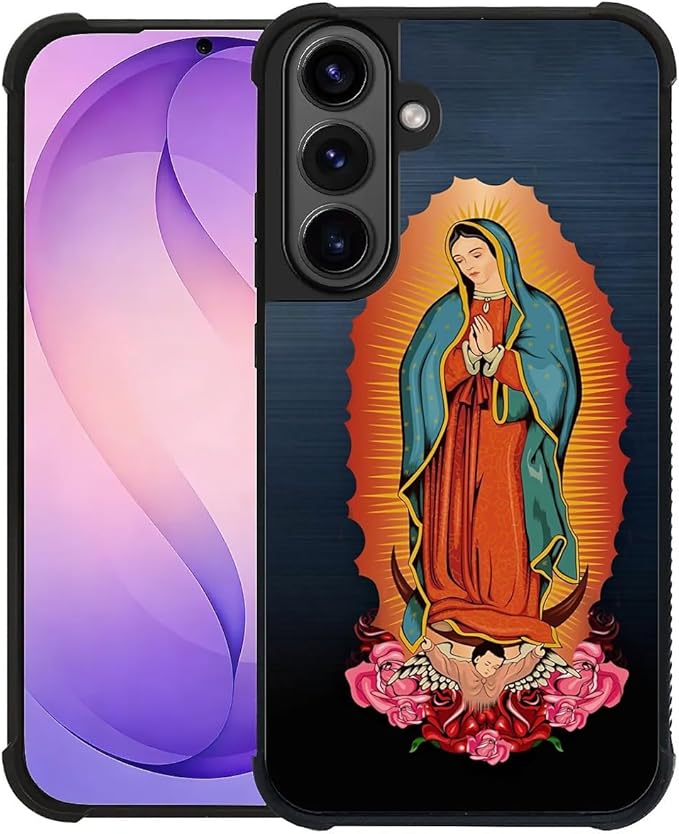 for Samsung Galaxy S26 Plus Case,Graphic Design for Girl Boy Soft Silicone Hard Acrylic Shock Protection Designed for Samsung Galaxy S26 Plus Red Virgen Guadalupe Pattern