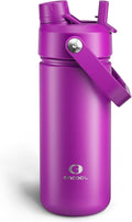 ENCOOL Insulated Water Bottle with Straw Stainless Steel Water Bottle, Leak-Proof, BPA-Free, Double Wall Vacuum Keeps Cold for 24 Hours for Sports, Travel, School (18 oz, Bright Magenta)