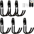 Garage Hooks Heavy Duty, 6 Pack Large Round Steel Garage Storage Hooks with Anti-Slip Coating, Multi-Purpose Ladder Hooks for Hanging Garden Tools, Hoses, Bikes and Folding Chairs (Black)