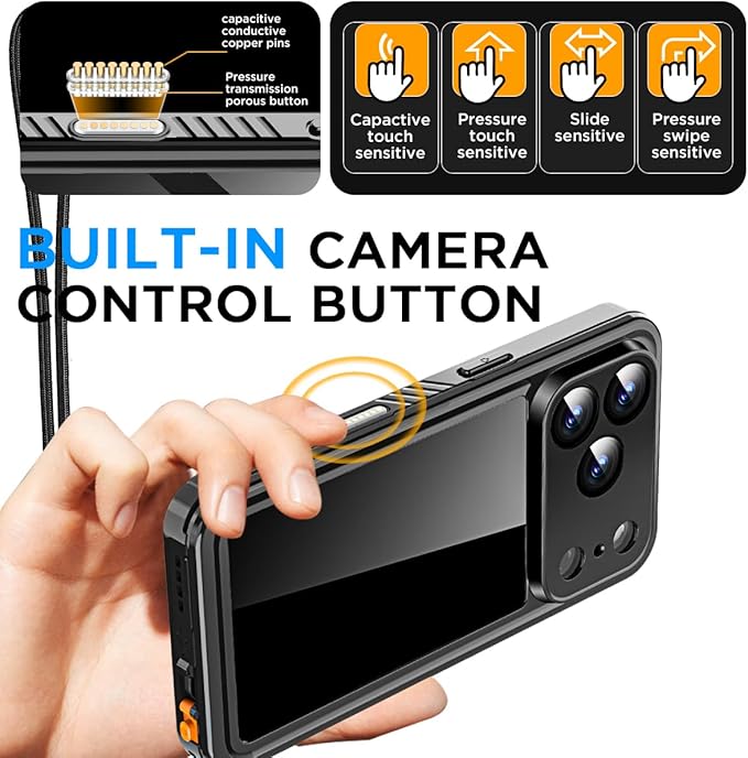 AICase Compatible with iPhone 17 Pro Max Case Waterproof, Clear Water Proof Built-in Screen Protector Shockproof Dustproof Snowproof Full Body Rugged Underwater Phone Case with Lanyard