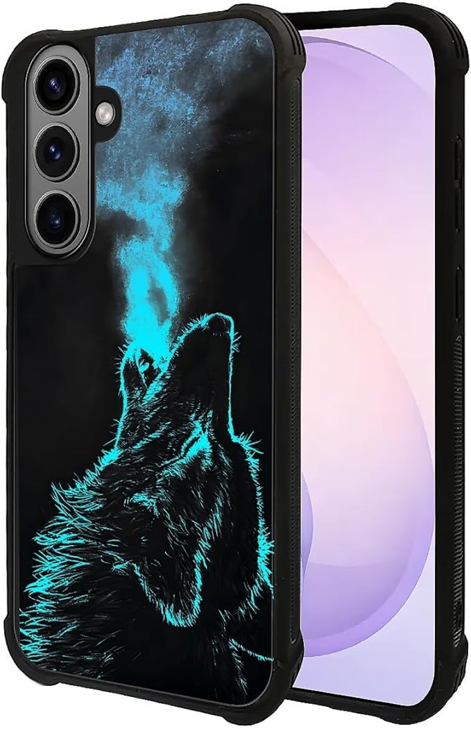 for Samsung Galaxy S26 Case,Graphic Design for Girl Boy Soft Silicone Hard Acrylic Shock Protection Designed for Samsung Galaxy S26 Blue Breathing Wolf Pattern