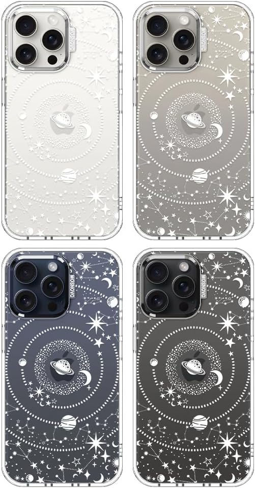 MOSNOVO Case for iPhone 15 Pro Max, [Buffertech 6.6ft Military-Grade Drop Protection] [Anti Peel Off Tech] Clear TPU Bumper Phone Case Cover Design - Galaxy