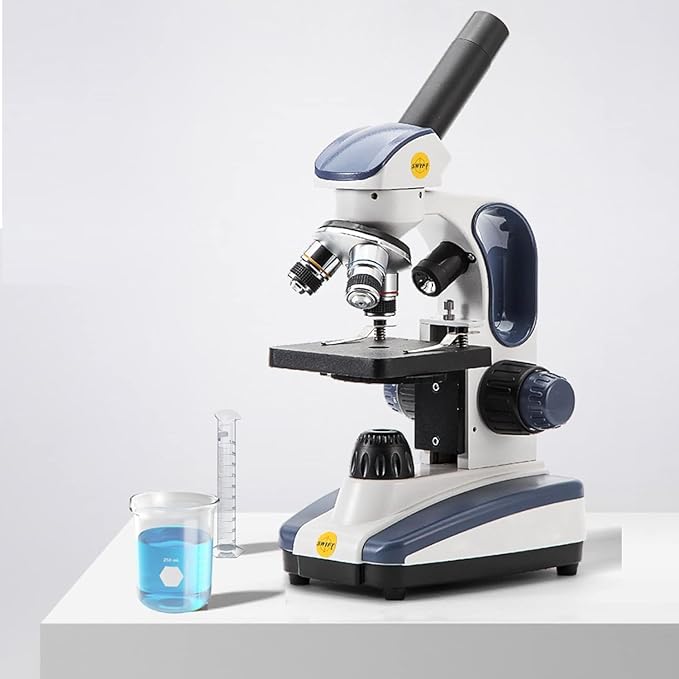 SWIFT Compound Monocular Microscope SW200DL with 40X-1000X Magnification, Dual Light, Precision Fine Focus, Wide-Field 25X Eyepiece and Cordless Capability for Student Beginner
