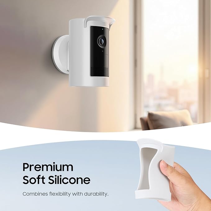 Fintie Silicone Case for Ring Outdoor Cam Plus (2025 Release), Soft Silicone Weather Resistant Protective Skin Cover for Ring Outdoor Cam Plus Camera, White