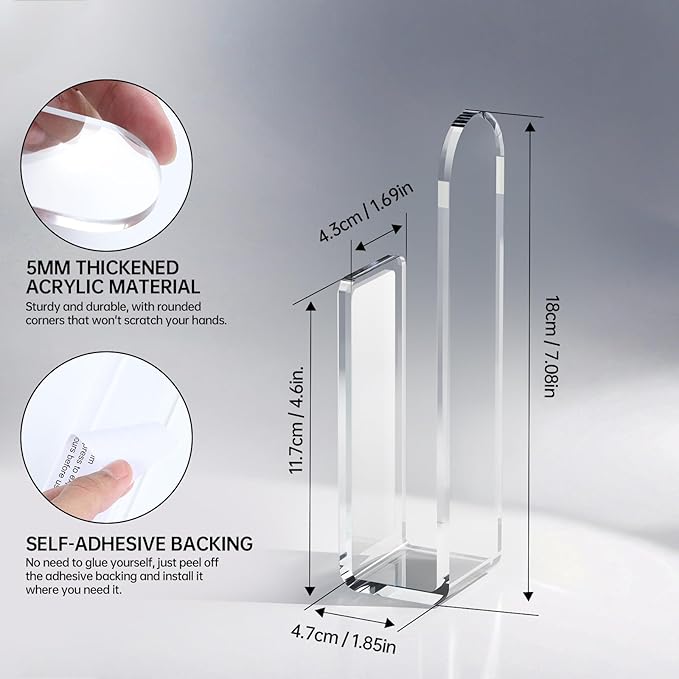 PAVSTINE Acrylic Hat Hook for Wall, 2 Pack Hat Organizer for Baseball Cap, No Drilling Strong Adhesive Hat Rack, Multi-Purpose Sticky Hat Storage Hat Hangers for Wall, Door, Closet, Display, Clear
