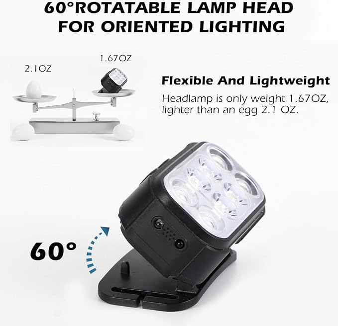 8 LED Headlight Rechargeable 2 Pack with Motion Sensor, 12 Mode Bright Headlight with White Red Light for Adults，IPX6 Waterproof for Outdoor Camping Running Hiking Fishing