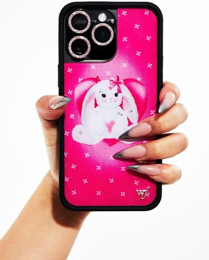 Wildflower Cases - Compatible with iPhone 13 Pro | Protective Black Bumper, 6.5ft Drop Test Certified, Women Owned Small Business | Pink Trendy Red Valentine's Day | Be My Bunny