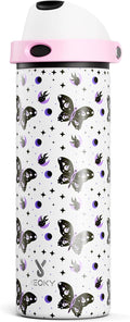 24 oz Insulated Water Bottle with Straw: Meoky Stainless Steel Metal Water Bottle with 2-in-1 Lid - Leak Proof, Cold for 24 Hours, Protective Silicone Base, BPA-Free for Sports Travel Car, Nocturne