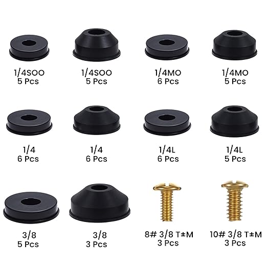 Xindojuz 58 PCS Hose Bib Repair Kit, Outdoor Faucet Washers Assorted Kit with Brass Screws, Flat and Beveled Washers Replacement Rubber Assortment Kits for Repairing Faucet Leak (Black)