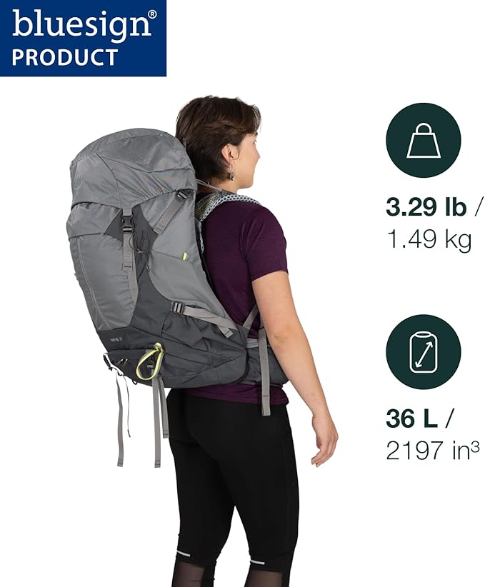 Osprey Sirrus 36L Women's Hiking Backpack - Lightweight Backpacking Pack with Waterproof Raincover - Camping Bag, Purple Dusk