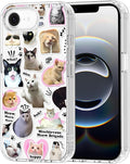 MOSNOVO for iPhone 17e Case/iPhone 16e Case, Shockproof Military-Grade Protection 6.6ft Drop Tested, Clear Phone Case for iPhone 16e / iPhone 17e, The Cat Brigade Design