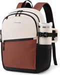 LOVEVOOK Everyday Backpack for Women, Chic Versatile Backpack with Water Bottle Pocket, Lightweight Waterproof Casual Daypack for City Work Commute, College, Travel & Gifts, Black-White-Brown