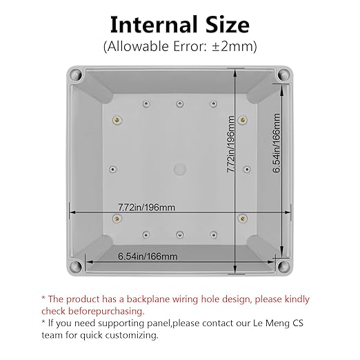 LeMotech Junction Box IP67 Waterproof Dustproof ABS Plastic Project Box for Electrical Outdoor Enclosure Gray 7.9 x 7.9 x 3.7 inch (200 x 200 x 95 mm)