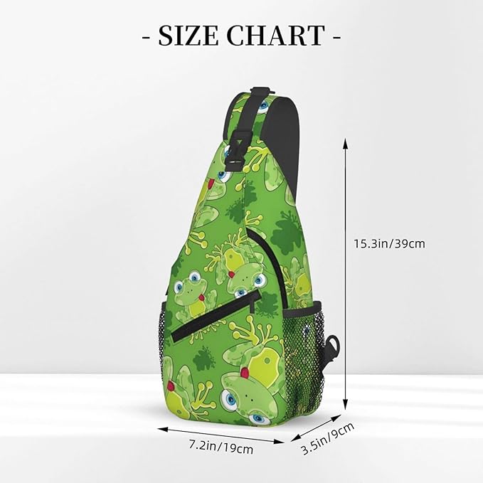 Cute Frog Sling Bag For Women & Men - Fashion Cartoon Frogs Backpack, Crossbody & Shoulder Bag - Travel & Hiking Daypack