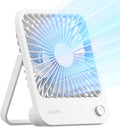JISULIFE Desk Fan Battery Rechargeable, 4500mAh 180°Foldable Portable Personal Fan, 4 Speeds Adjustable Long Battery-life for Home Office Travel Outdoor Gifts for Women Men-White