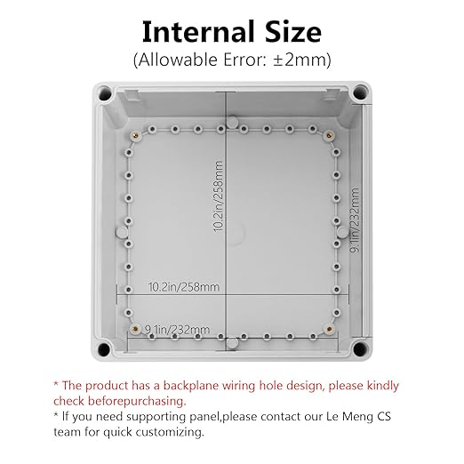 LeMotech Waterproof Dustproof IP67 Junction Box DIY Case Enclosure Gray 11 x 11 x 7.1 inch (280 x 280 x 180 mm)