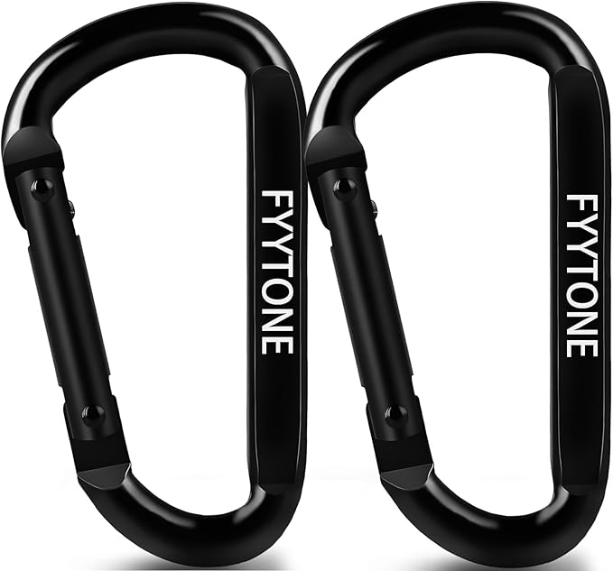 Black Steel Heavy Duty Carabiner Clip, 880 lbs 3" Carabiners D Ring Spring Snap Hooks for Hammocks, Camping, Hiking, Keychains, Outdoors and Gym, Dog Leash.