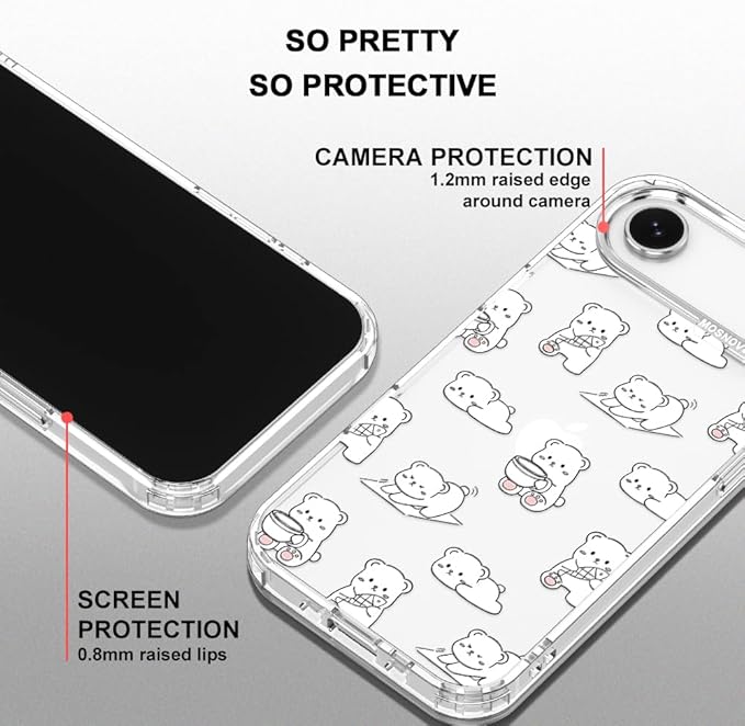 MOSNOVO for iPhone Air Case, Shockproof Military-Grade Protection 6.6ft Drop Tested, Camera Control, Clear Phone Case for iPhone 17 Air, Cozy Bear Days Design