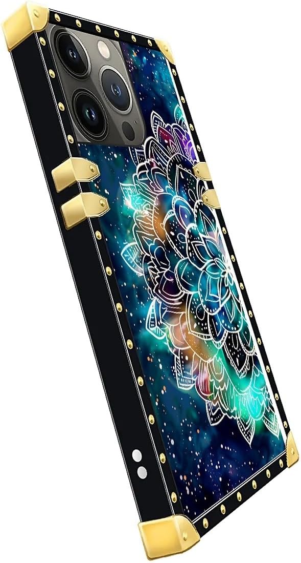 Compatible with iPhone 14 Pro Max Case, Starry Sky Colourful Mandala Luxury Golden Decoration for Girl Women Soft TPU Shockproof Protective Hard PC Back for iPhone 14 Pro Max