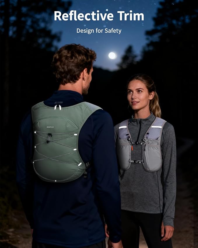 ECOHUB Running Hydration Vest Backpack, Lightweight Hydration Pack Bag Daypack for Hiking Cycling Marathon Backpack Vest for Women Men (No Bladder Included)