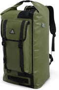 Haimont Dry Waterproof Roll Top Backpack Marine Dry Bag River Pack with Waist Belt Camping Surfing 60L, Army Green/Black