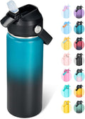 Fijinhom 32oz Insulated Stainless Steel Water Bottle, Wide Mouth Double Wall Vacuum, Silicone Straw, Sweat & Leak Proof, BPA Free Insulated Water Flask for Travel, Keep Cold 24h Hot 12h, Blue