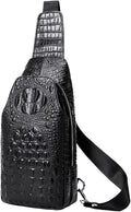 Hebetag Leather Sling Bag Crossbody Backpack for Men Travel Outdoor Office Work Camping Hunting Hiking Shoulder Chest Pack Casual Daypack, Black