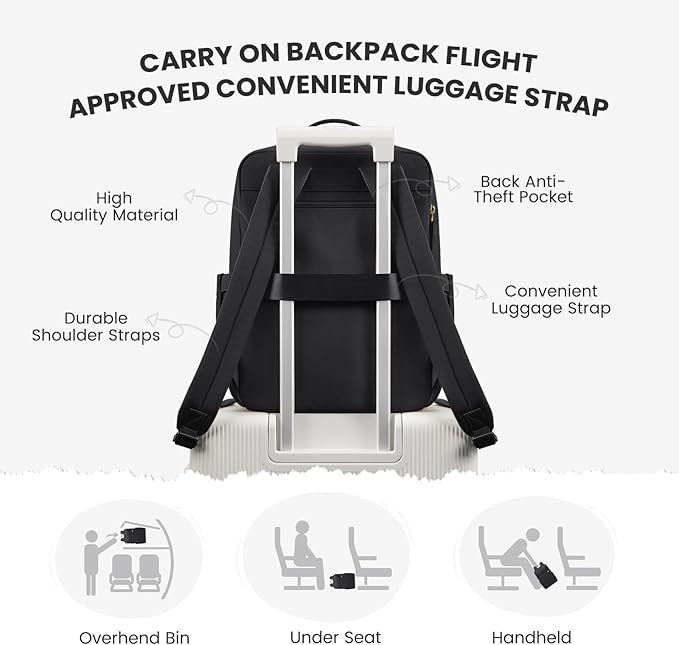 Laptop Backpack for Women, Work Business Traval Computer Backpacks with Laptop Compartment Waterproof Casual Daypack for Travel College,14Inch,Black