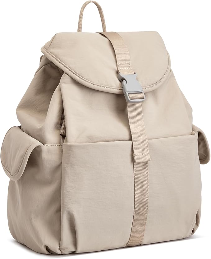 G4Free Small Backpack for Women, Nylon Casual Daypack for Work Travel Campus, Khaki