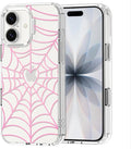 MOSNOVO for iPhone 17 Case, Shockproof Military-Grade Protection 6.6ft Drop Tested, Camera Control, Clear Phone Case for iPhone 17, Pink Spiderweb Design