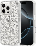MOSNOVO Case for iPhone 16 Pro, [Buffertech 6.6ft Military-Grade Drop Protection] [Anti Peel Off Tech] Clear TPU Bumper Phone Case Cover Design - Doodle Dog